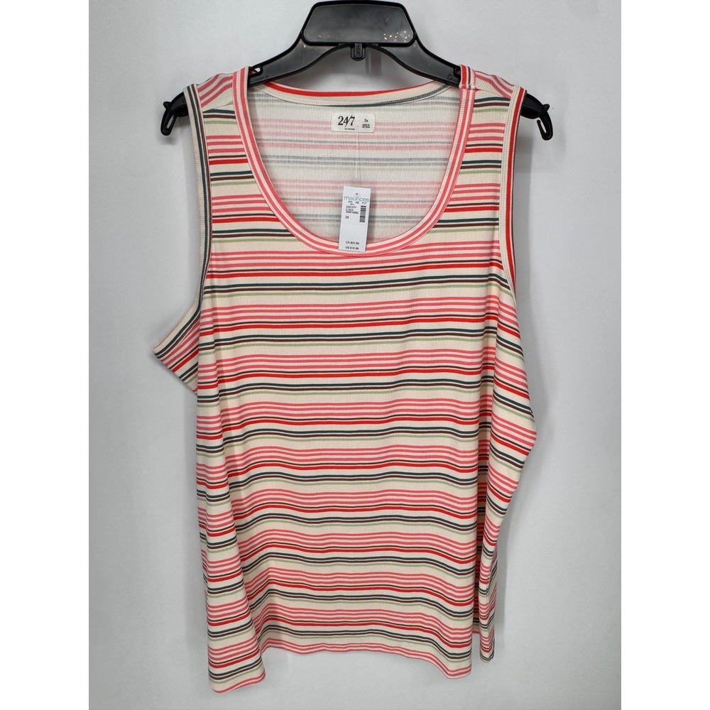 Maurices Tank Top Women 3X Multicolor NWT Striped Ribbed Scoop Neck 24/7